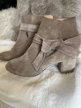Rag & Bone Taupe Suede Ankle Boots with Wrap